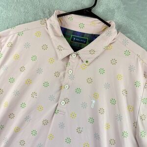 William Murray Polo Shirt Mens XL Pink Geometric Print Golf Performance Stretch